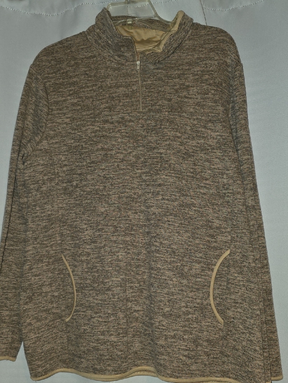 +Women’s Taupe Heather Quarter-Zip Pullover Hoodie